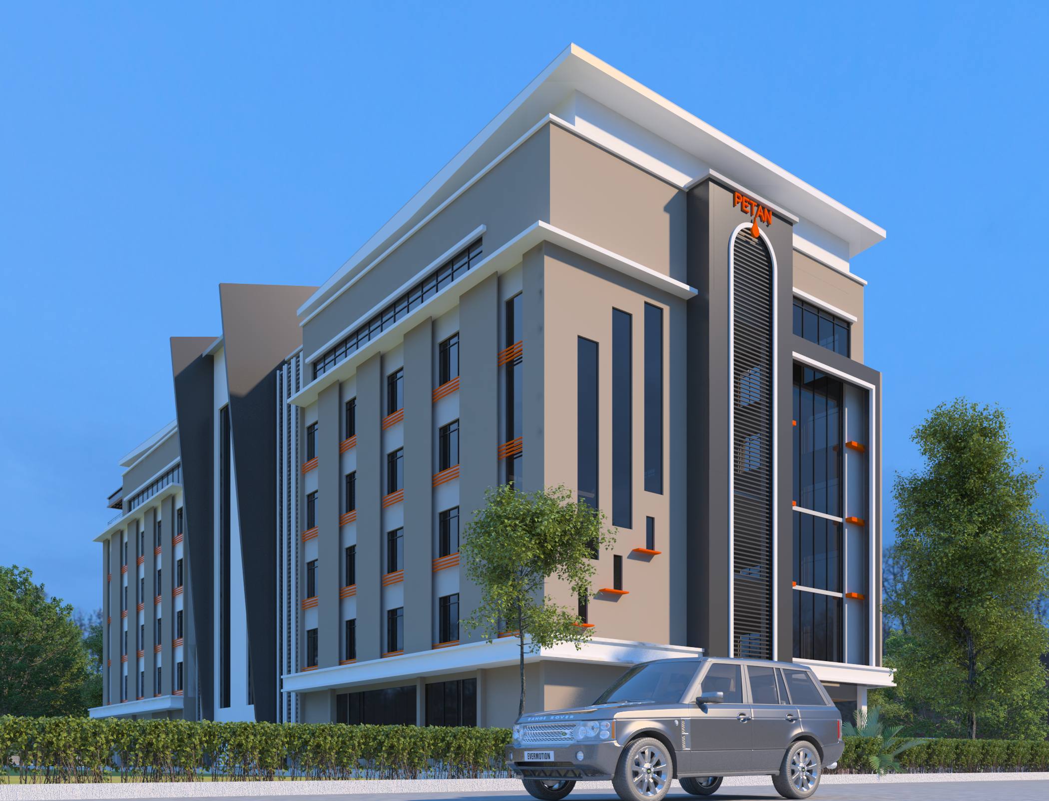 Modern commercial office complex, Port Harcourt 3D render